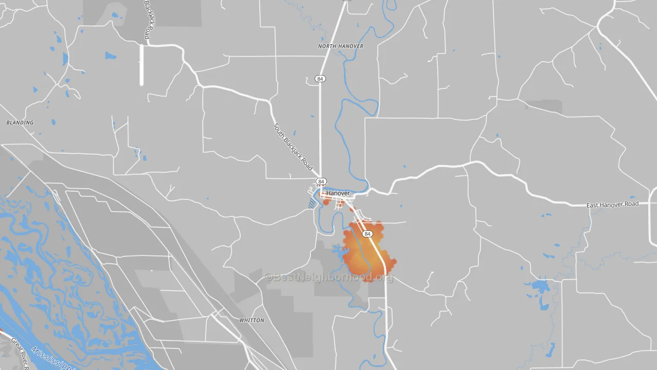 Bike Grade map of Hanover, IL