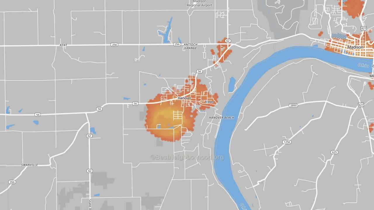 Bike Grade map of Hanover, IN