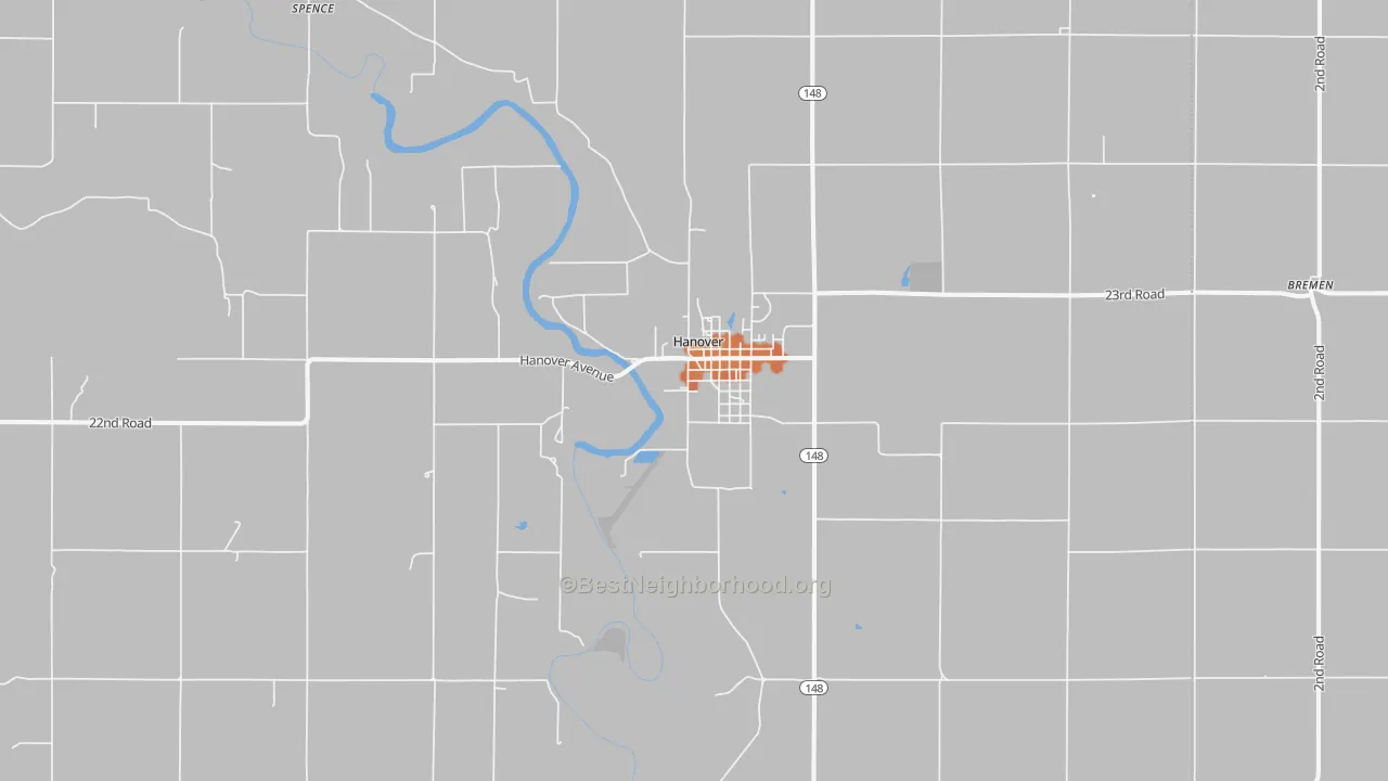 Bike Grade map of Hanover, KS