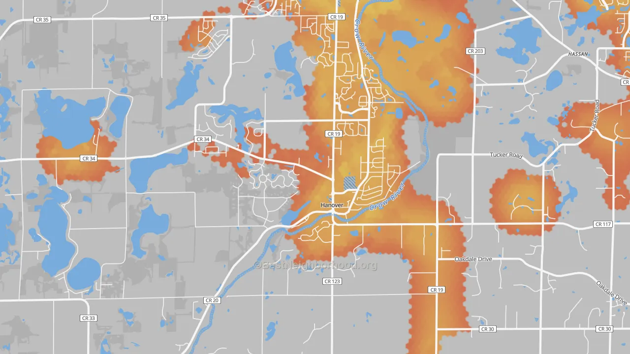Bike Grade map of Hanover, MN