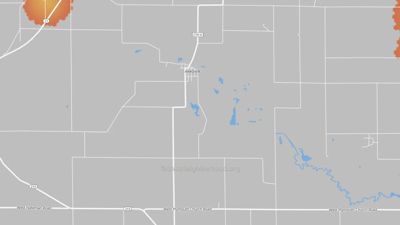 Bike Grade map of Hanover, WI