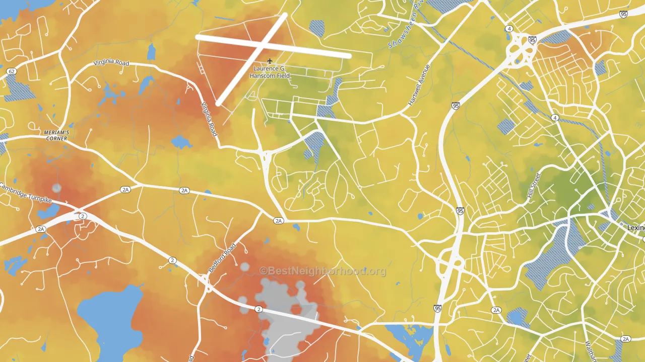 Bike Grade map of Hanscom Afb, MA