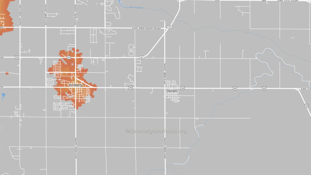 Bike Grade map of Hansen, ID