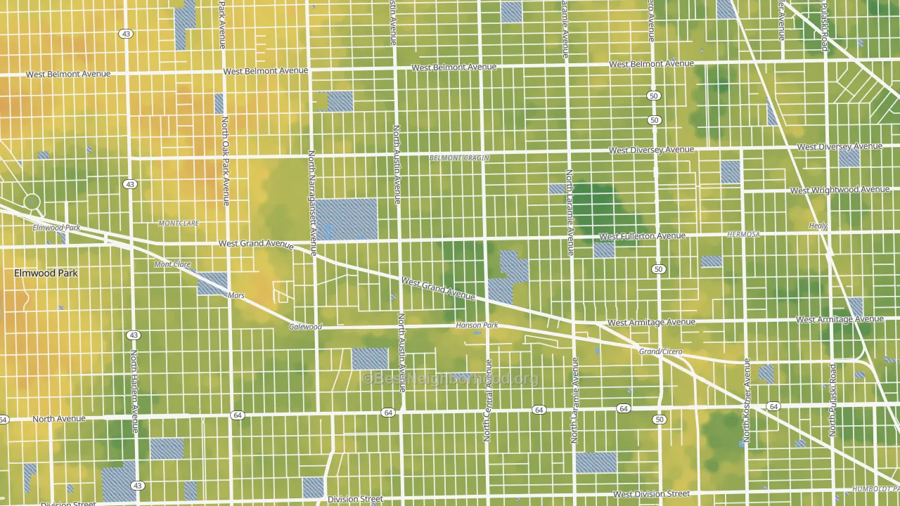 Bike Grade map of Hanson Park, Chicago, IL
