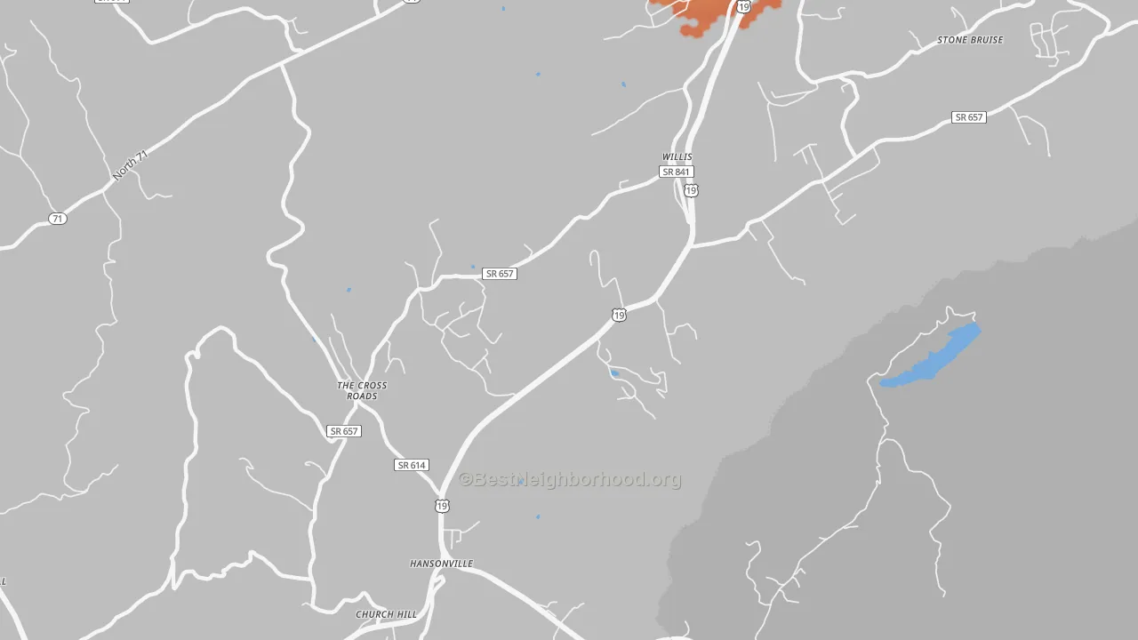 Bike Grade map of Hansonville, VA