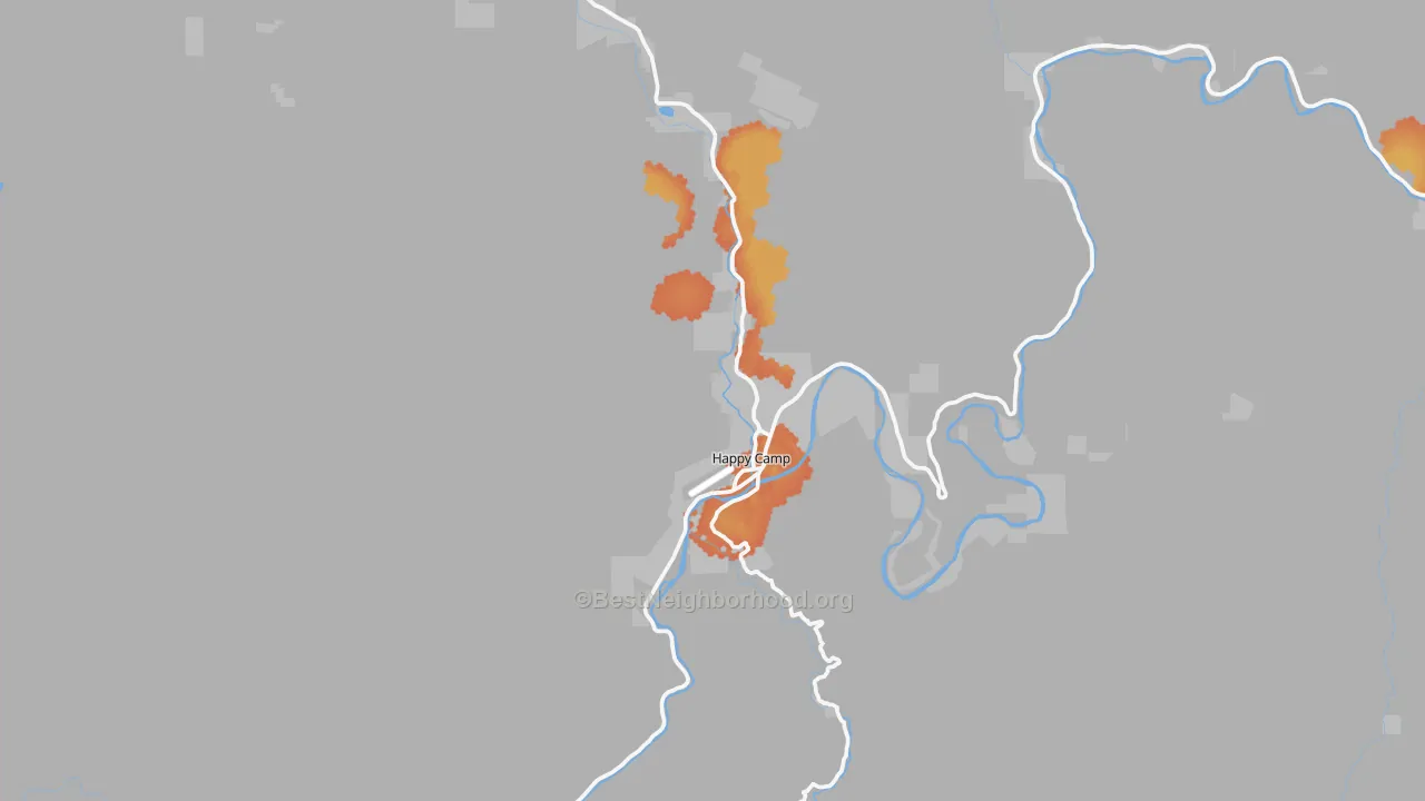 Bike Grade map of Happy Camp, CA