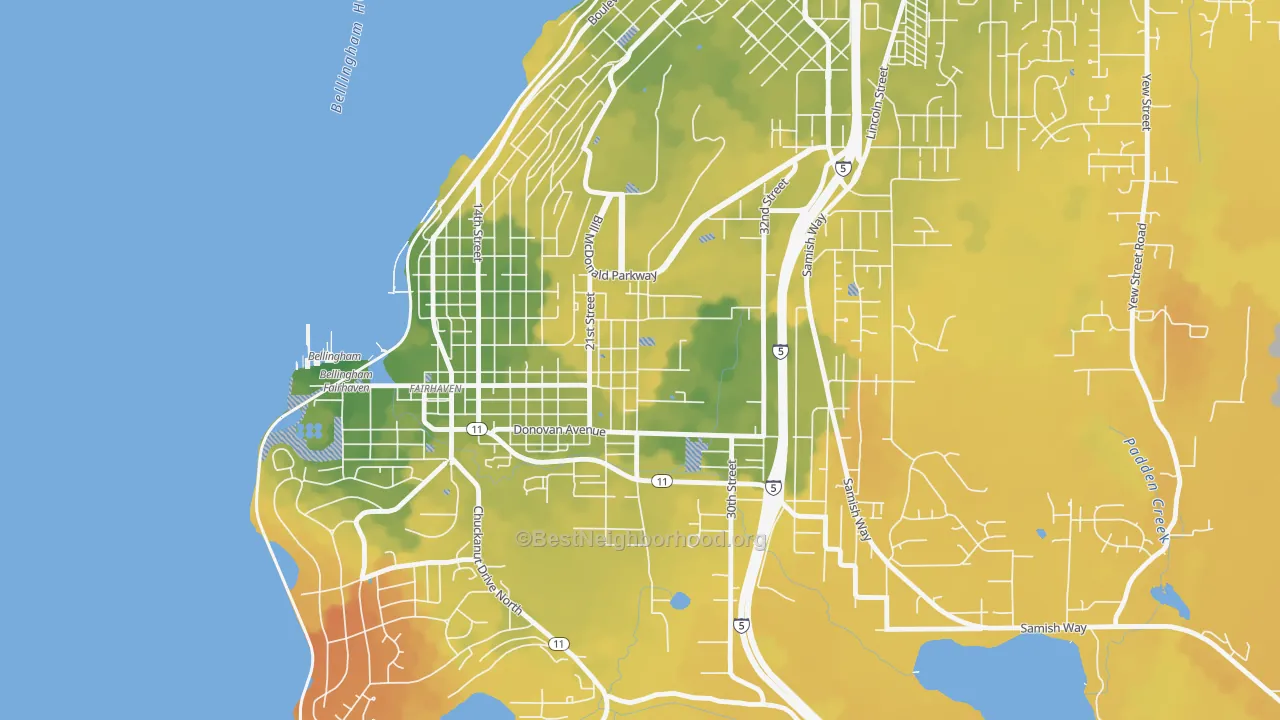 Bike Grade map of Happy Valley, Bellingham, WA