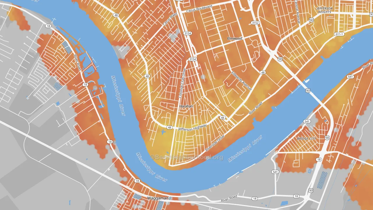Bike Grade map of Harahan, LA