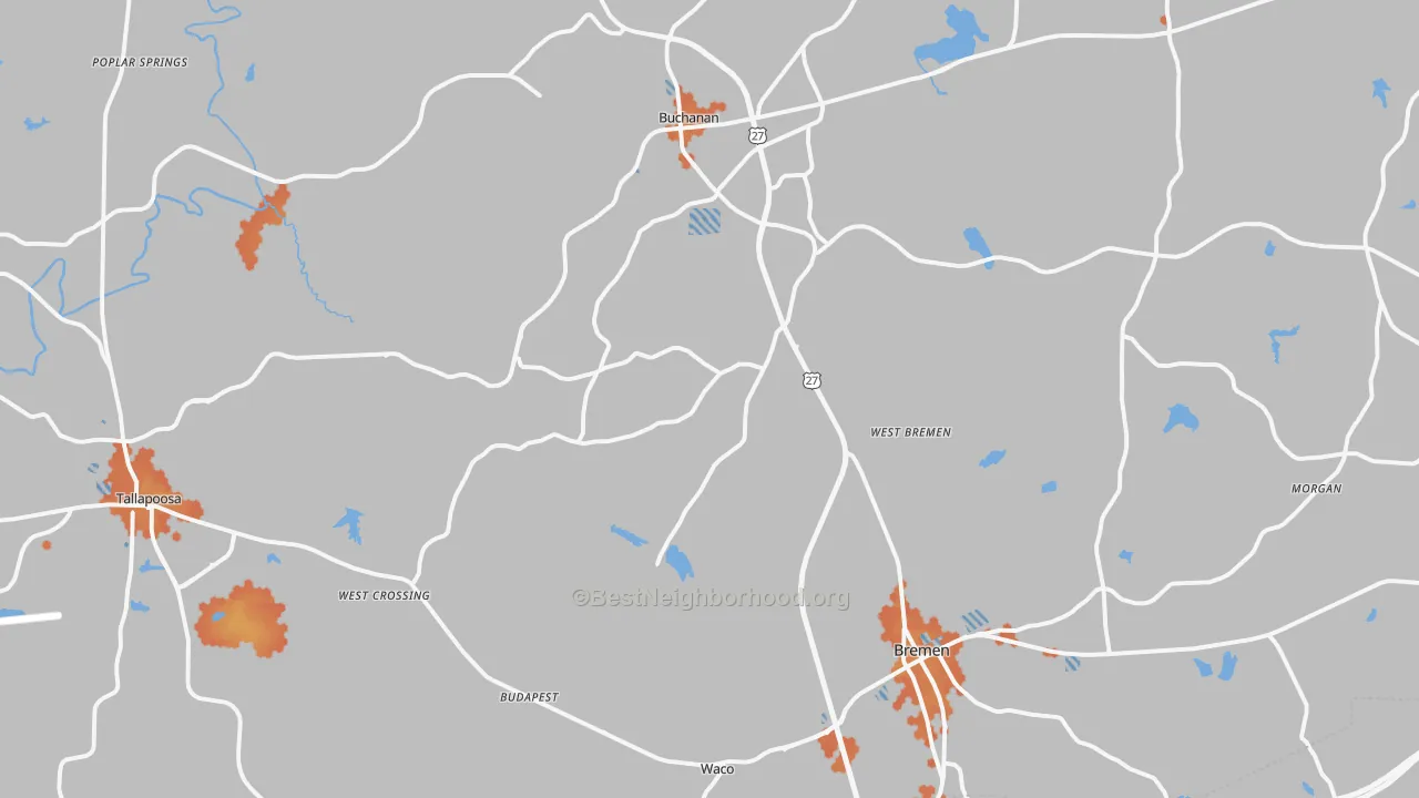 Bike Grade map of Haralson County, GA