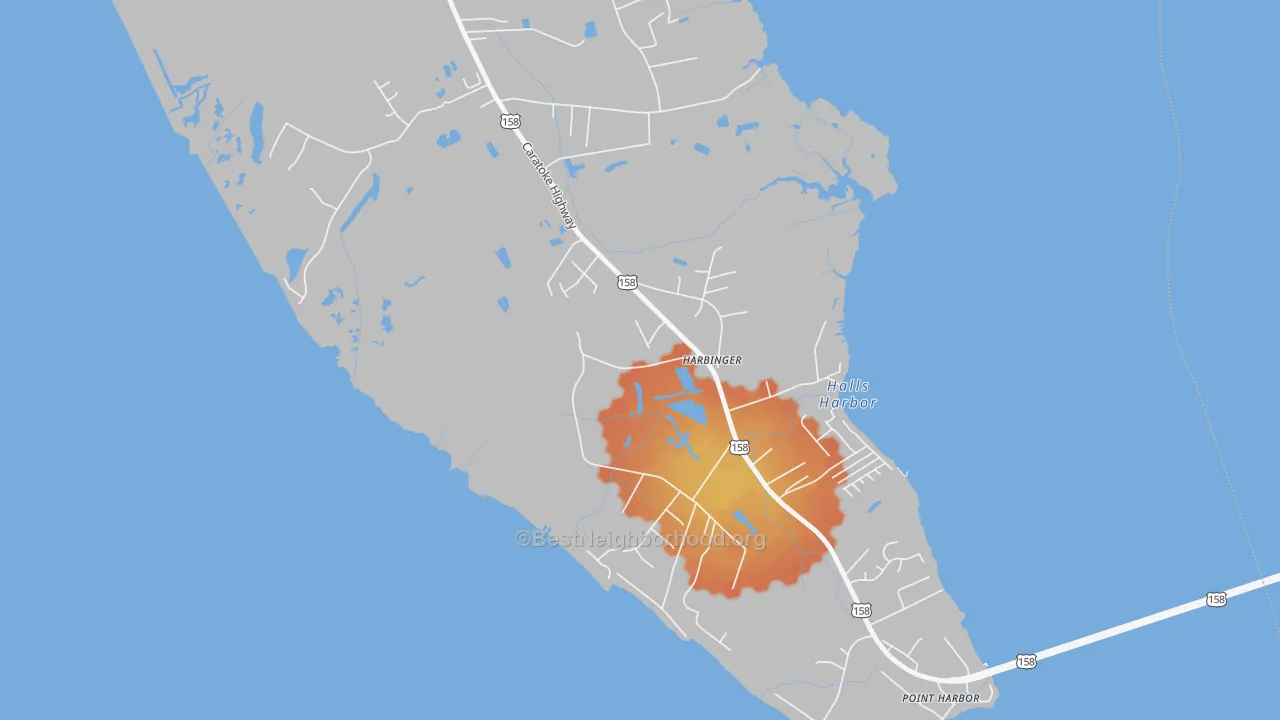 Bike Grade map of Harbinger, NC