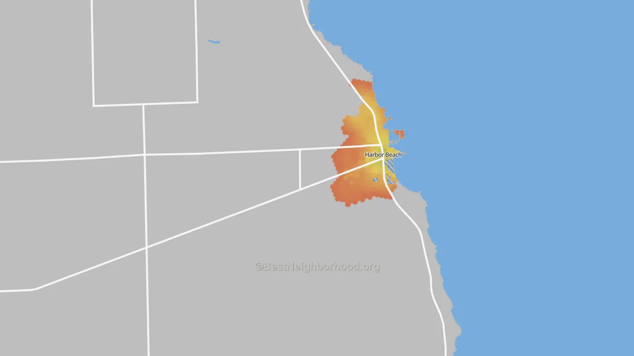 Bike Grade map of Harbor Beach, MI