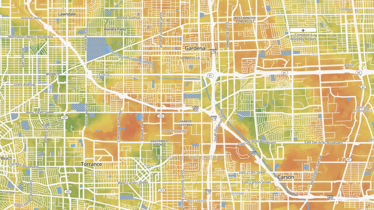 Bike Grade map of Harbor Gateway, Torrance, CA