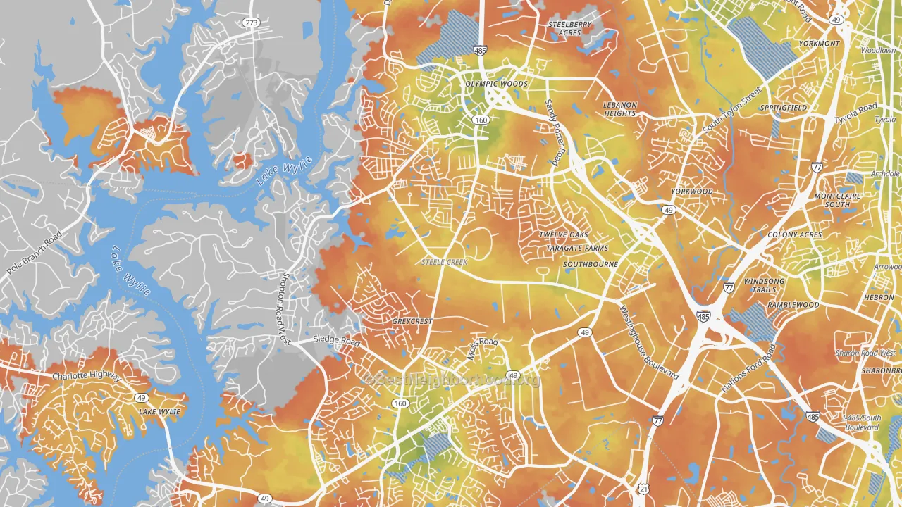 Bike Grade map of Harbor House, Charlotte, NC