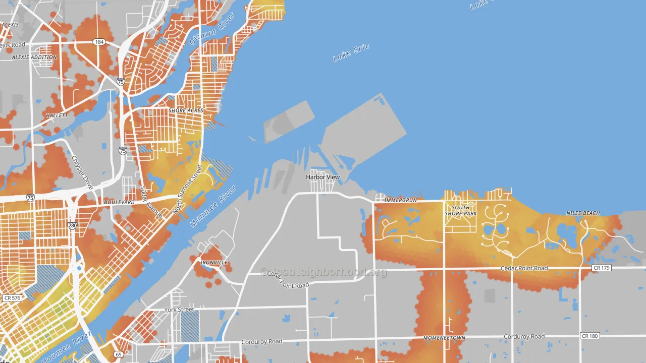 Bike Grade map of Harbor View, OH