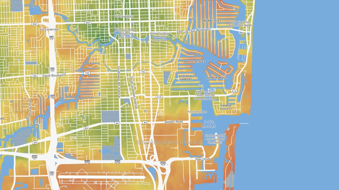 Bike Grade map of Harbordale, Fort Lauderdale, FL