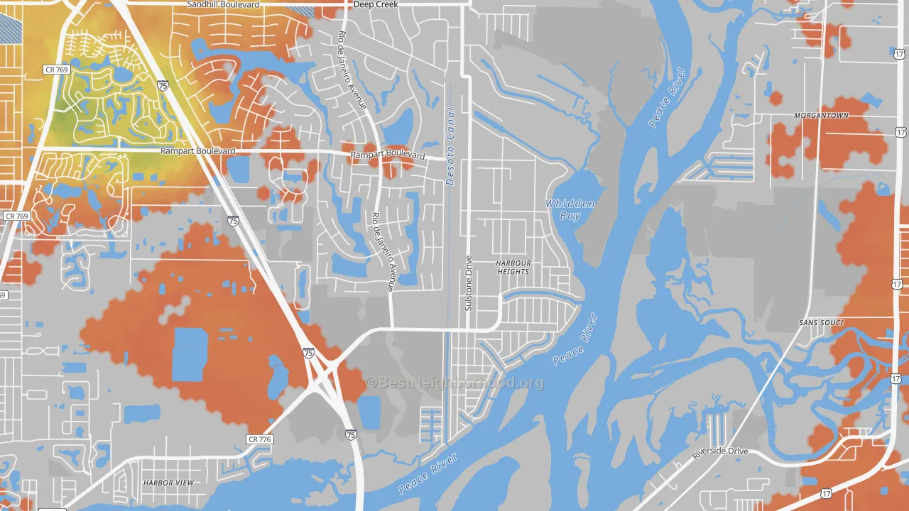 Bike Grade map of Harbour Heights, FL
