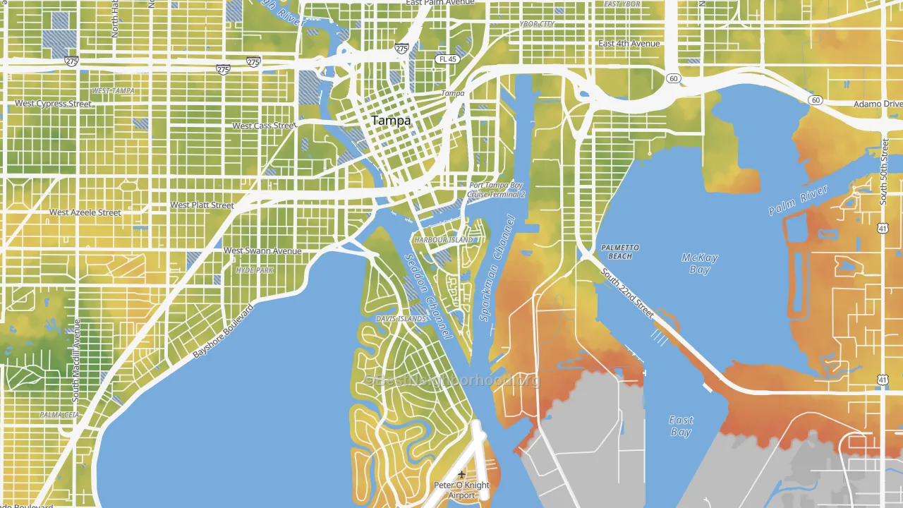 Bike Grade map of Harbour Island, Tampa, FL