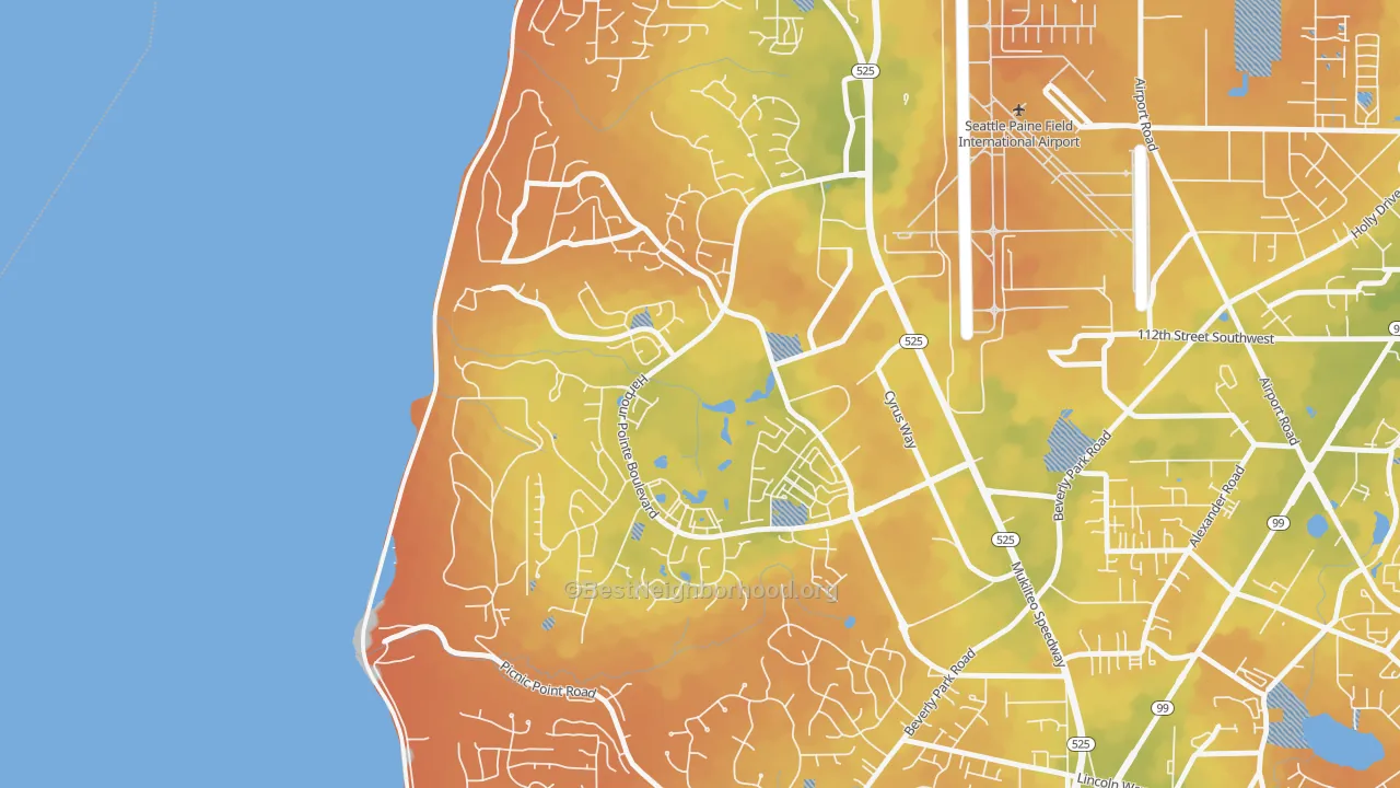 Bike Grade map of Harbour Pointe, Mukilteo, WA