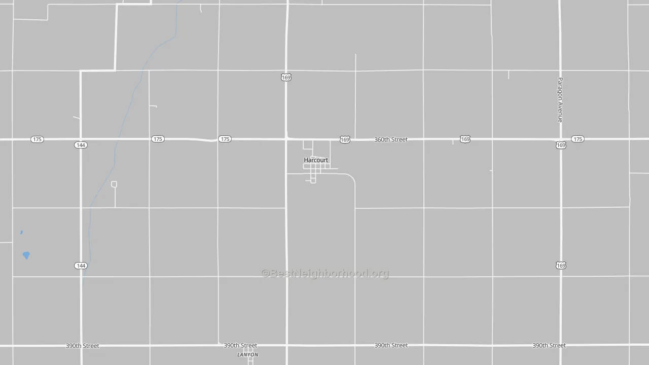 Bike Grade map of Harcourt, IA