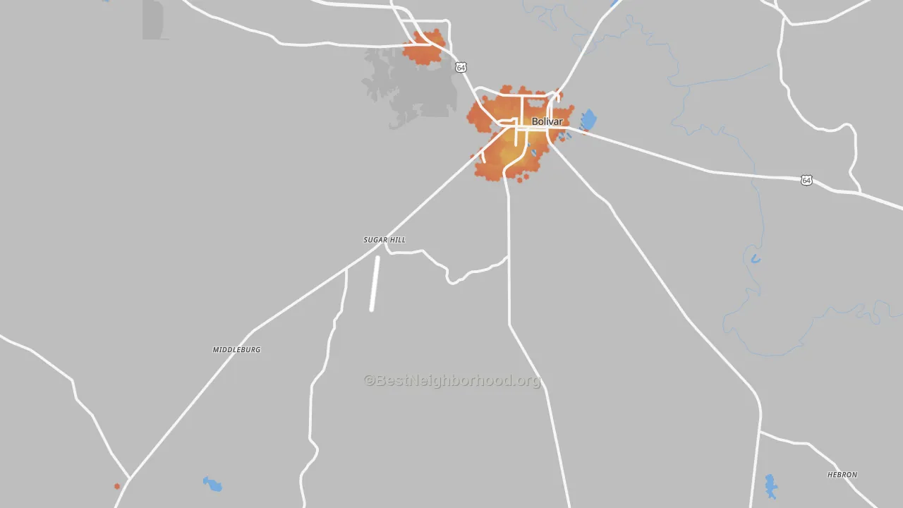 Bike Grade map of Hardeman County, TN