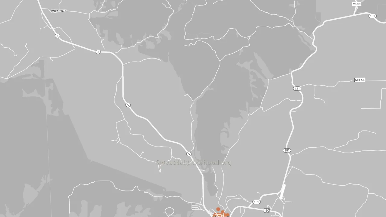 Bike Grade map of Hardenville, MO