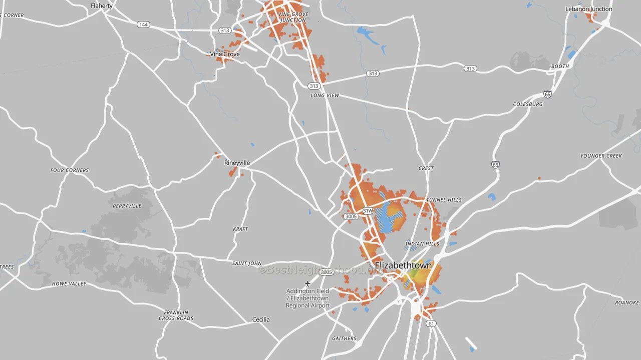 Bike Grade map of Hardin County, KY