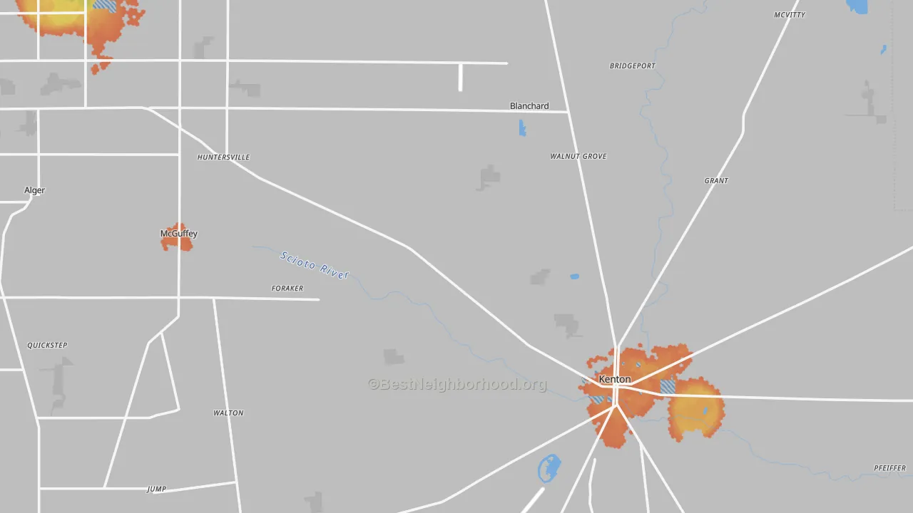 Bike Grade map of Hardin County, OH