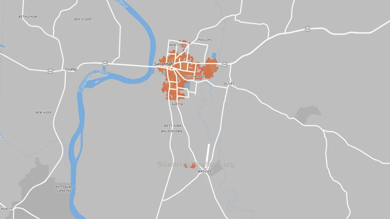 Bike Grade map of Hardin County, TN
