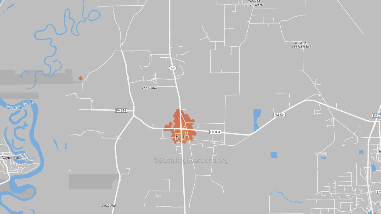 Bike Grade map of Hardin, TX