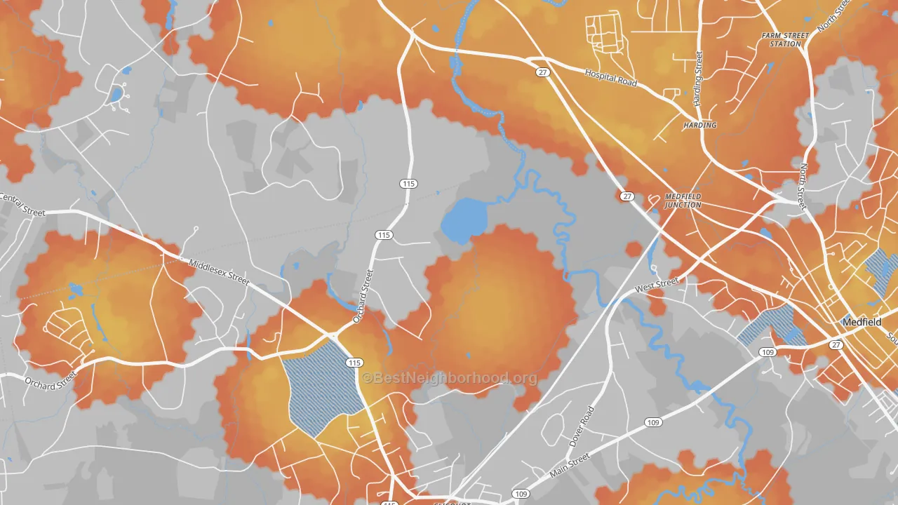Bike Grade map of Harding, MA