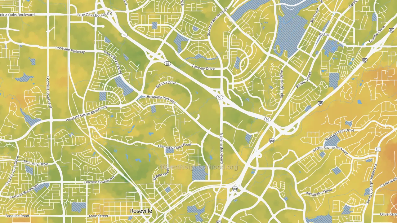 Bike Grade map of Harding, Roseville, CA