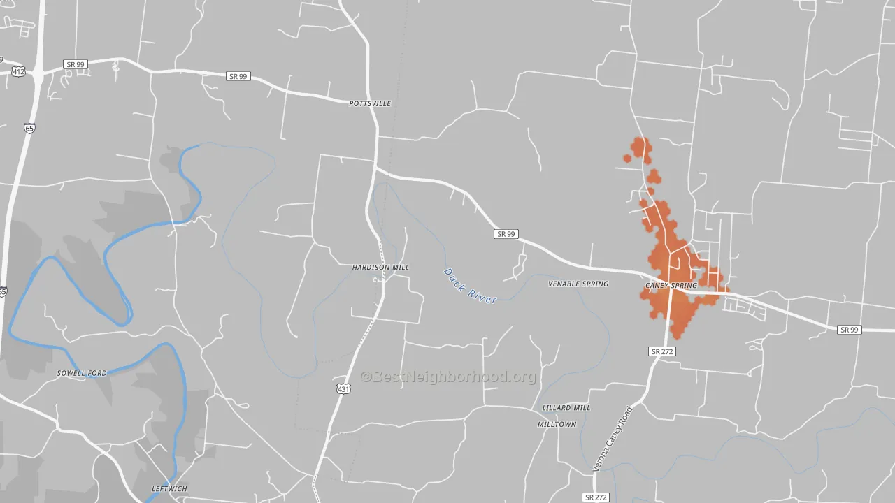 Bike Grade map of Hardison Mill, TN