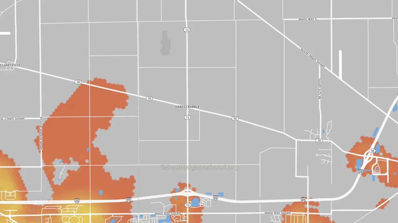 Bike Grade map of Hardscrabble, IN