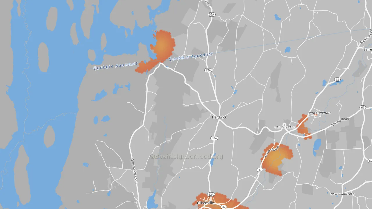 Bike Grade map of Hardwick, MA