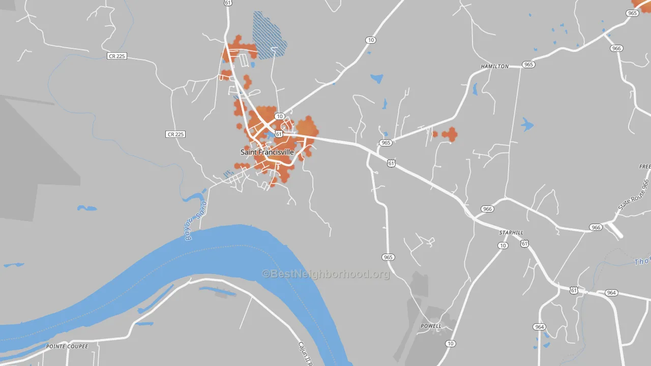 Bike Grade map of Hardwood, LA