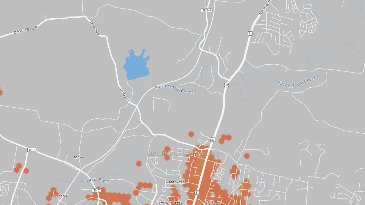 Bike Grade map of Hardy Acres, TN