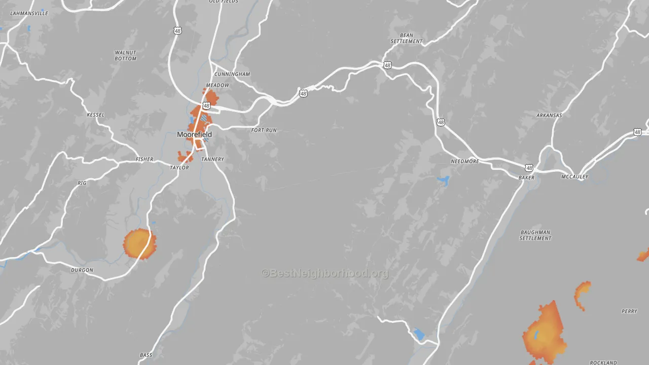 Bike Grade map of Hardy County, WV