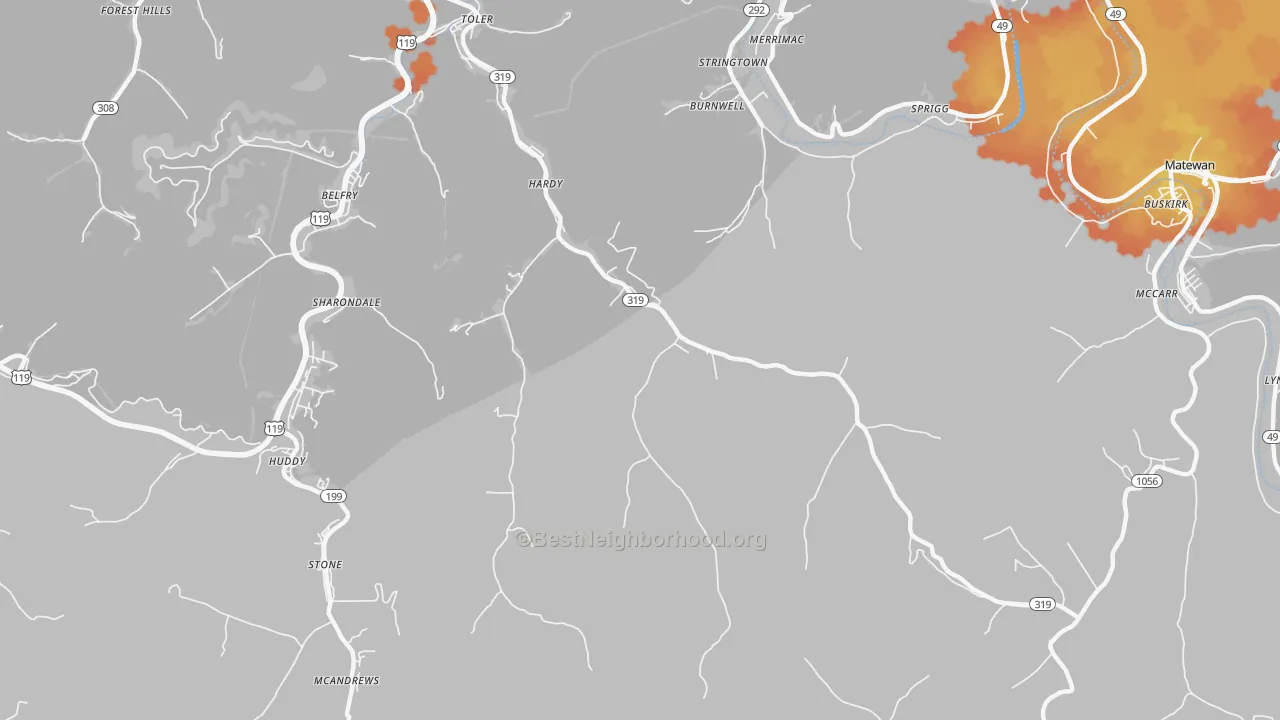 Bike Grade map of Hardy, KY
