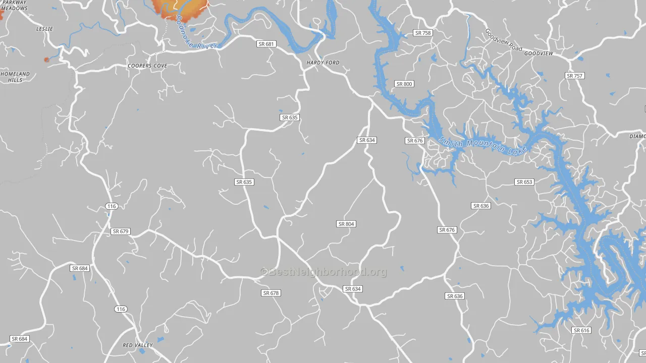 Bike Grade map of Hardy, VA