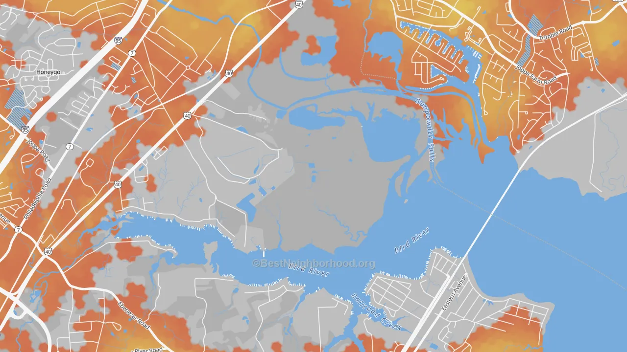 Bike Grade map of Harewood Park, MD