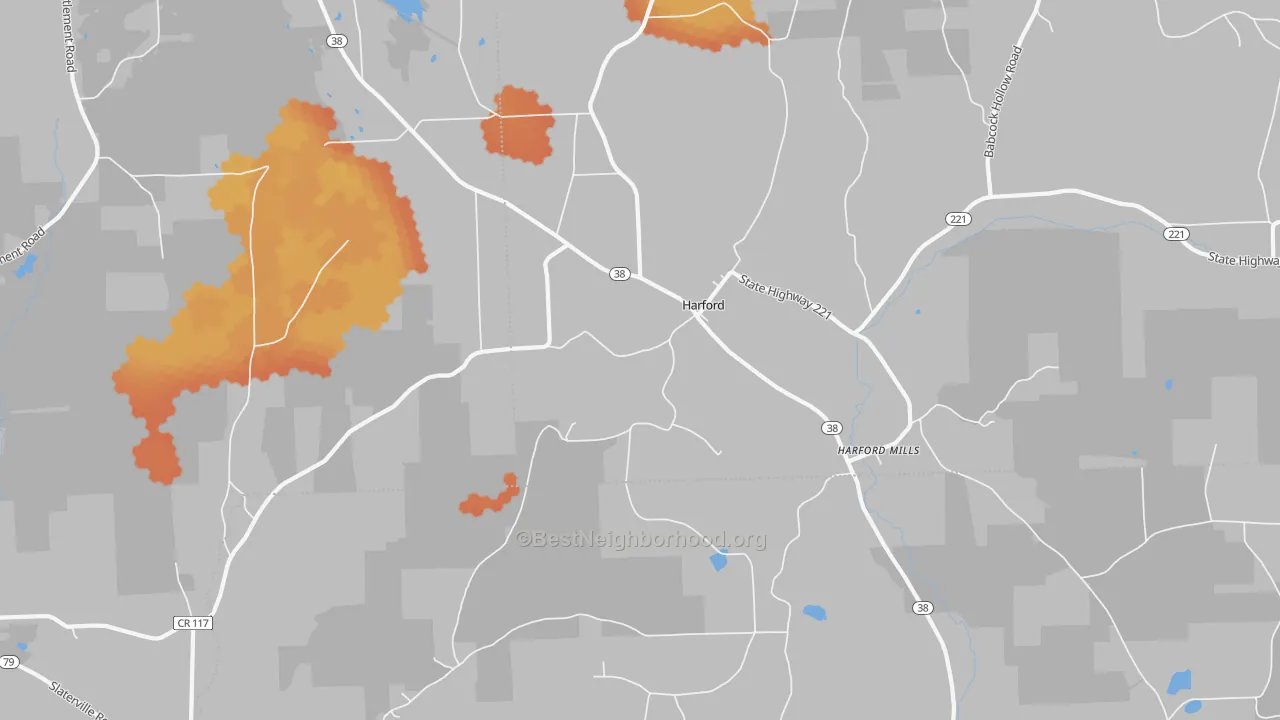 Bike Grade map of Harford, NY