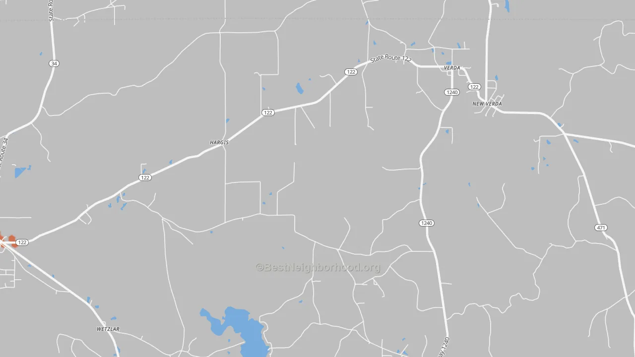 Bike Grade map of Hargis, LA