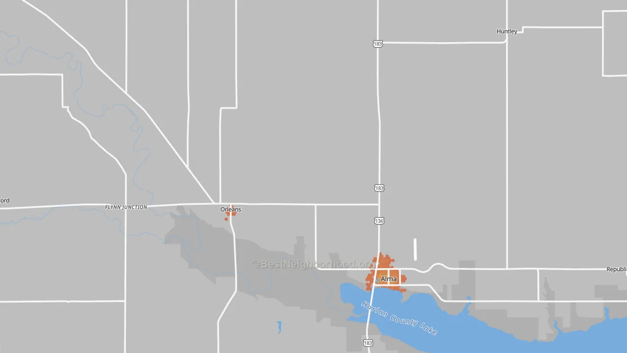 Bike Grade map of Harlan County, NE