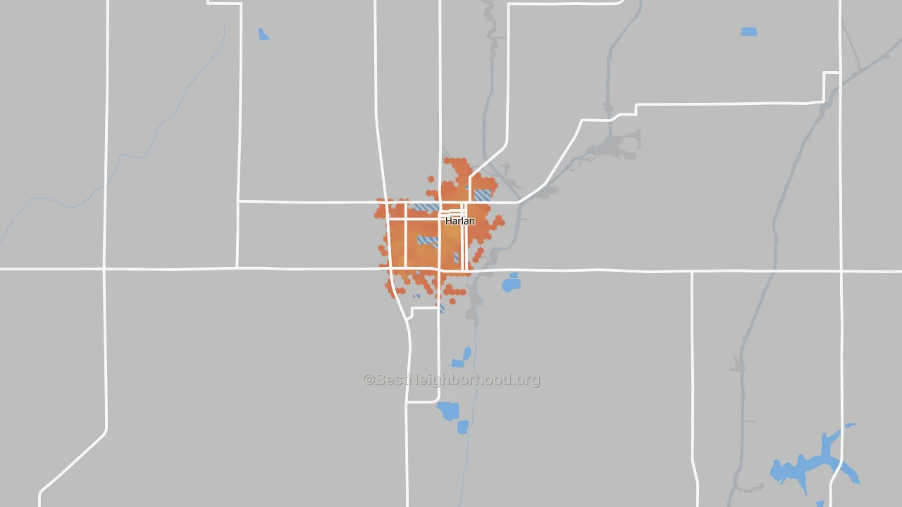 Bike Grade map of Harlan, IA