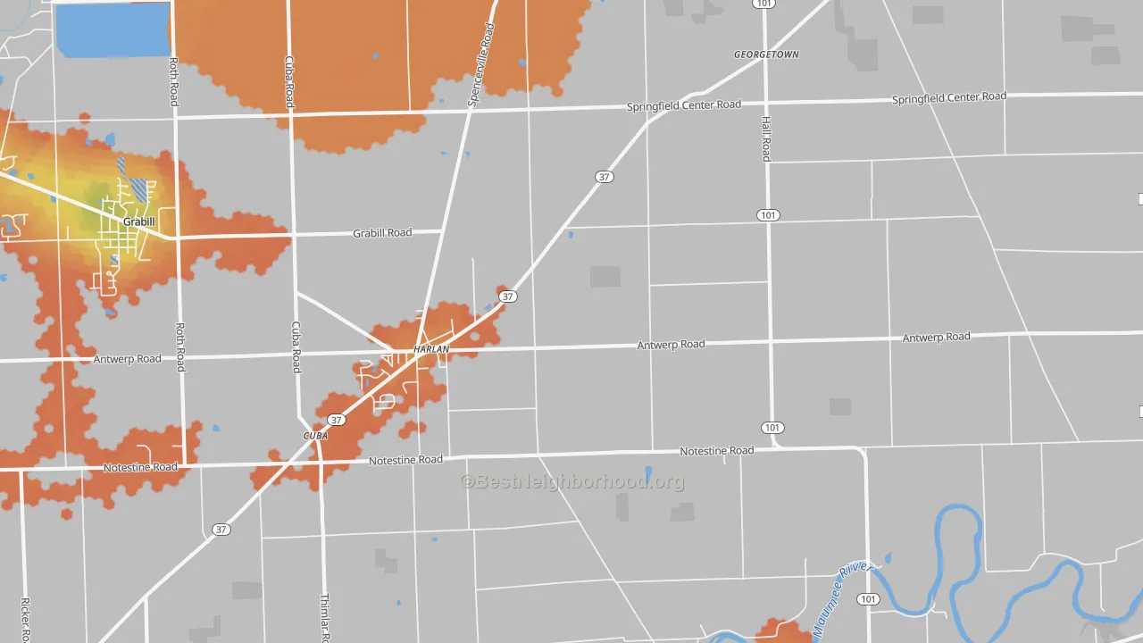 Bike Grade map of Harlan, IN