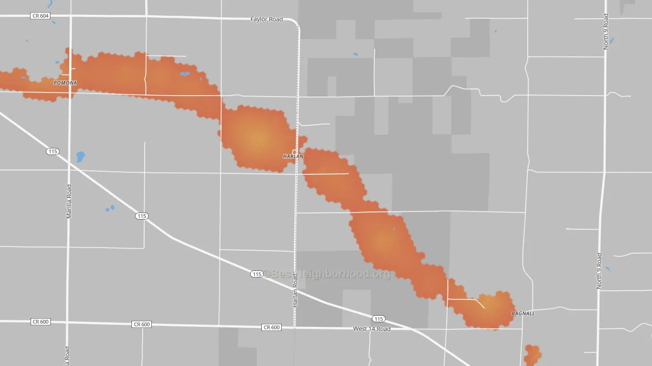 Bike Grade map of Harlan, MI