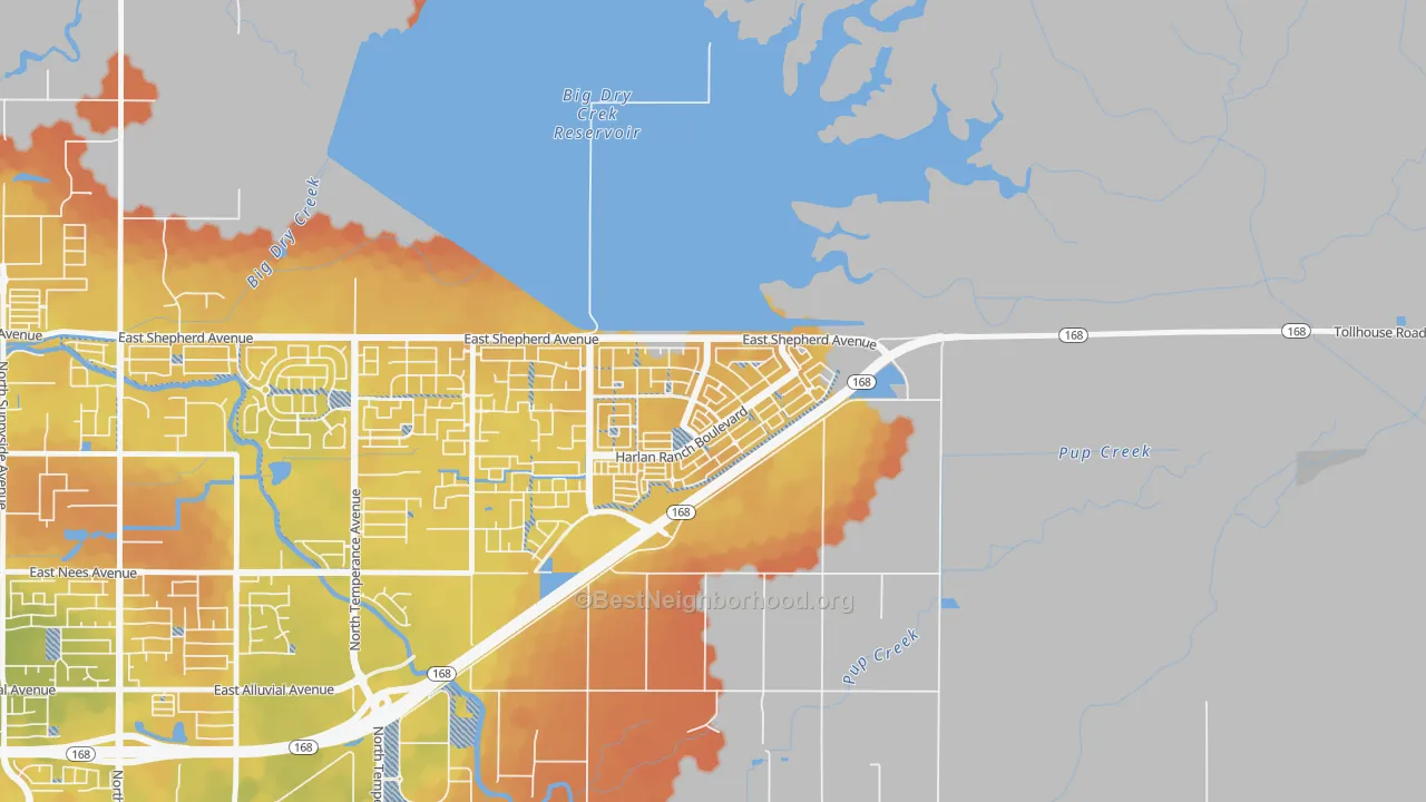 Bike Grade map of Harlan Ranch, Clovis, CA