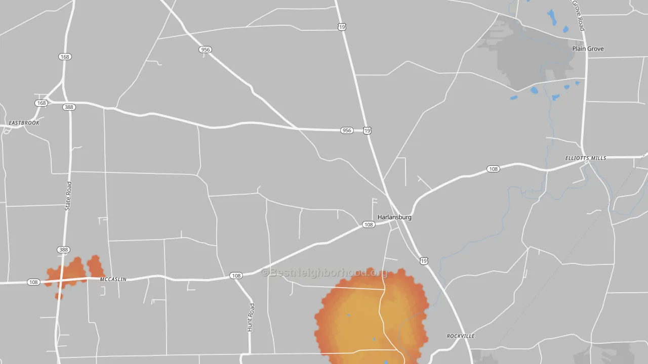 Bike Grade map of Harlansburg, PA