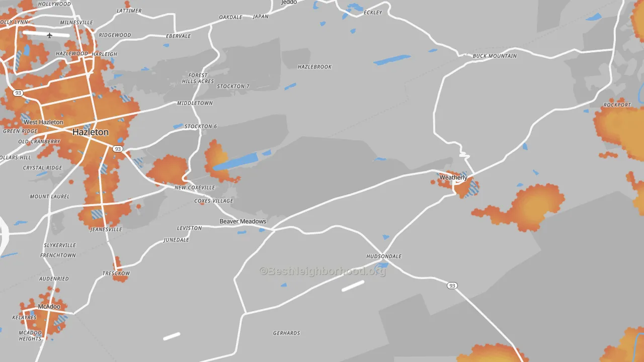 Bike Grade map of Harleigh, PA