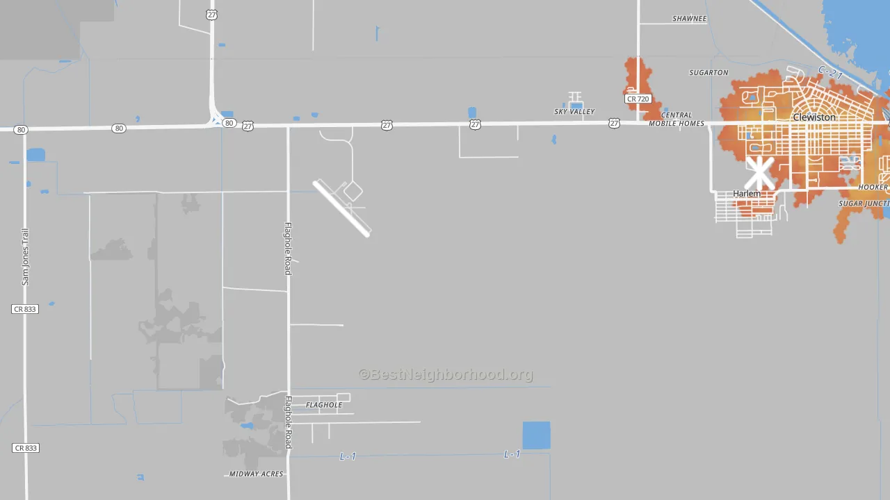 Bike Grade map of Harlem, FL